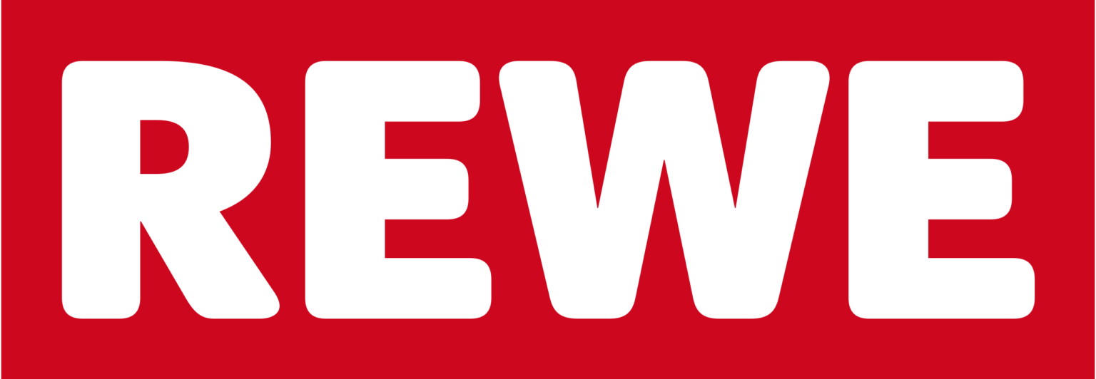 Hier ist das REWE Logo zu sehen.